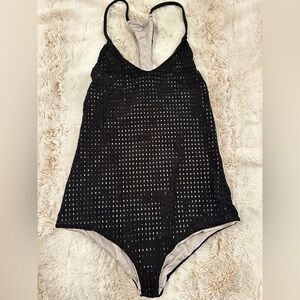 Acacia Swimwear Black Mesh Sparta Razorback One Piece